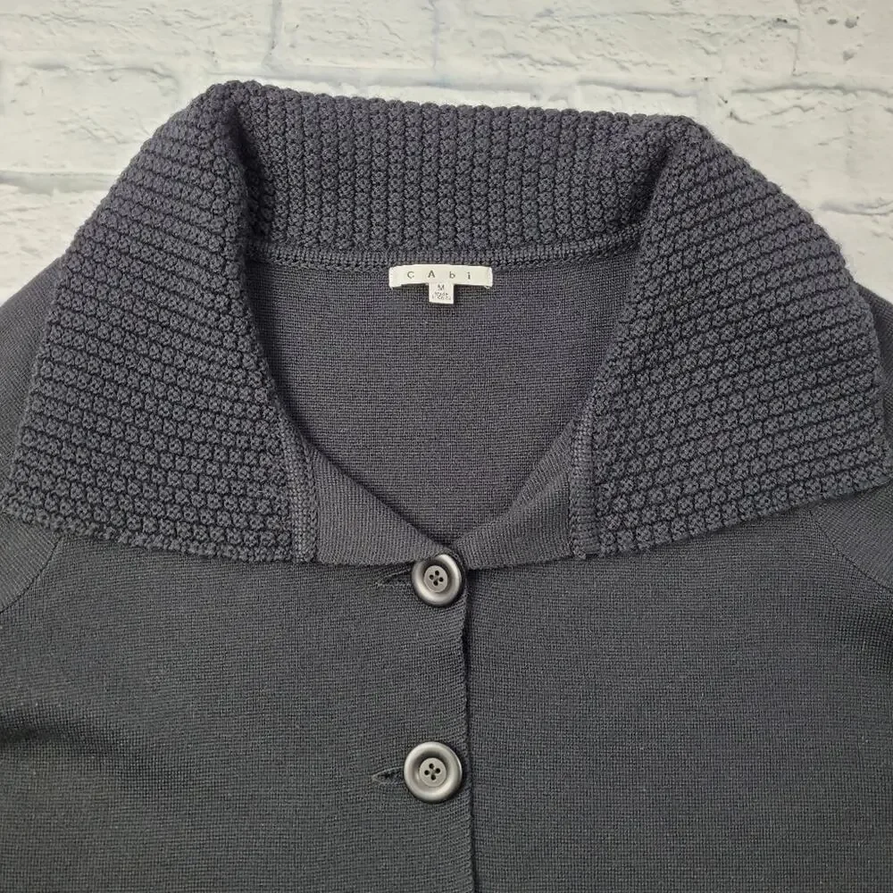 CAbi Black Jackie O Cropped Wool Blend Cardigan style #502 size Medium